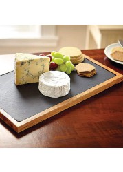 Raj Acacia Wood & Slate Serving Board (33 x 23 x 1.5 cm)