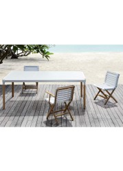 AT800 Aluminum & Teak Wood Dining Side Chair Maiori (100 x 45 x 83 cm, White & Natural)