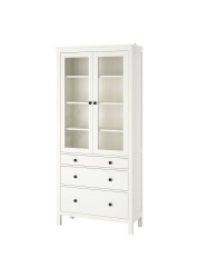 HEMNES Glass-door cabinet with 3 drawers