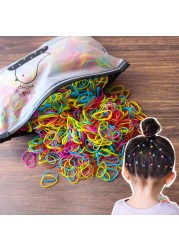 1000pcs Disposable Rubber Band Hairband For Kids Ponytail Hair Ties Colorful Elastic Hair Bands Baby Hair Accessories