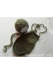 Newborn photography accessories, mohair hat and mohair shorts.