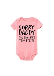 Newborn Baby Jumpsuit 0-18M Sorry Daddy As You Know Her Two Heads Funny Print Cotton Jumpsuit Baby Boy Short Sleeve Jumpsuit