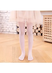 LAUDKA 3-13Years Summer Baby Girls Leggings Thin Mesh Leggings For Toddler Girls Fashion Cotton Solid Color Princess Pantyhose