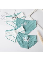 New 4pcs Teenage Flamingos Underpants Young Girl Briefs Comfortable Cotton Panties Kids Underwear Green Girl Underwear