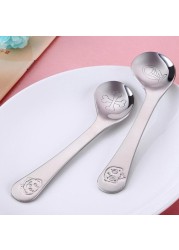 Children Feeding Spoon New Style Baby Infant Safe Spoon Stainless Steel Quality Spoon Curved Spoon Baby Exercise Tableware