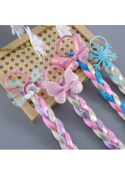 Princess Wig Ropes Cute Girls Princess Twist Hair Pieces Elastic Hair Bands Ponytail Headwear Elsa Unicorn Baby Hair Accessories