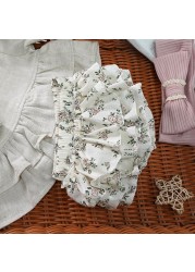 Luxury designer baby clothes for girls spring soft linen cotton baby clothing sets long sleeve floral tops