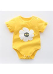 2022 Summer Baby Girls Bodysuits Cotton Cartoon Toddler Girls Rompers Newborn Baby Costume 0-3 Years Kids Infant Girl Clothes