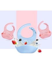 Infant Baby Bibs Soft Silicone Feeding Pockets Solid Adjustable Elastic Waterproof Anti-leaking Cartoon Burp Cloths Eco-friendly