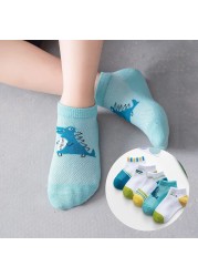 5 Pairs Girls Cotton Socks Summer Thin Mesh Breathable Cute Cartoon Children Socks Toddler Baby Girls Socks Pink 1-12 Years