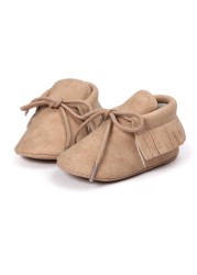 Newborn Baby Shoes Infant Boys Girl Classic Lace-up Tassels Suede Sofe Anti-Slip Toddler Crib Crawling Shoes Moccasins 10-colors