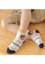 5pairs/lot 3 to 12 Years Kids Soft Cotton Socks Boy Girl Baby Cute Cartoon Warm Fashion School Socks Autumn Winter Cartoon