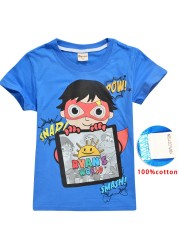 2019 new summer children's clothing t-shirt christmas tops girl t-shirts ryan play review mask boy cartoon kid t-shirt tees