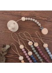 Wooden Baby Infant Toddler Doll Pacifier Silicone Soother Nipple Clip Chain Strap Baby Holder Chew Baby Teether Teething