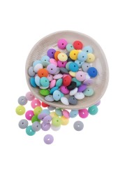 300pcs Silicone Flat Beads 12*6mm Chew Baby Teething Beads Lentil DIY Pacifier String Pearl Baby Toys Nurse Gift BPA Free