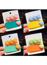 2pcs Macaron Colorful Baby Girls Hair Clips Cute Heart BB Clip Korean Fashion Kawaii Kids Princess Hair Waves Hair Accessories