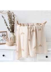 baby muslin swaddle blanket newborn beige print baby blanket infant wrap 70% bamboo 30% cotton spring summer