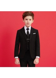 Boys Black 007 Wedding Suit Kids Formal Blazer Clothes Set Gentleman Children's Day Graduation Choir Performance Costume