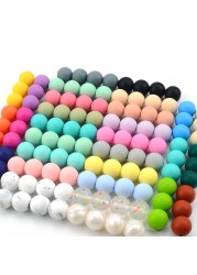 LOVKA 12mm 100pcs/lot Silicone Beads Food Grade Baby Teether Round Beads Baby Chewing Teething Beads Silicone Teether Diy