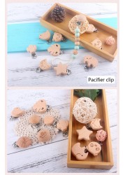 Beech Wood Pacifier Clips Teething Grasping Toy Suspender Magic Clips DIY Pacifier Clips Soother Holder Clamp Accessories