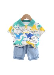 Boys Clothing Sets 2022 Summer Baby Tracksuit Kids Cartoon Dinosaur T Shirt Shorts Infant Clothes Outfits Child 2 Piece Suit