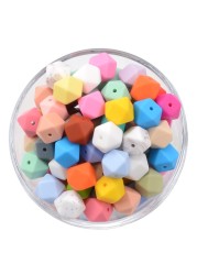 LOFCA10pcs 14mm Small Hexagon Silicone Beads Baby Teether BPA Free DIY Necklace Pacifier Chain Baby Teething Infant Care