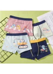 Children's Underwear Kids Cartoon Cotton Shorts Underpants Boys Panties Car Penguin Pattern 4 Piece Set