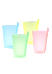 4pcs Candy Color Sippy Water Cups Practical Large Capacity Straw Cups For Children Kids Random Color