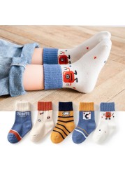 5pairs/lot Winter Kids Socks Cute Cartoon Autumn Baby Boys Girls Toddler Socks Soft Cotton Children Socks 1 to 12 Years