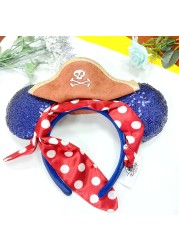 Original Disney Mickey Mouse Headband for Women Sequin Ears Costume Headband Cosplay Plush Adult Kids Headband