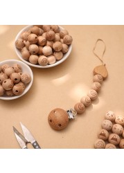 Let's Make 50pcs 16mm Cartoon Beech Wood Round Beads Necklace DIY Bracelet Safe Non-Toxic Eco Friendly Wooden Crafts Toys