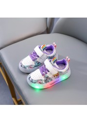 Girl shoes 2022 spring and autumn new girls ice and snow princess children Aisha LED light trend casual shoes sneakers