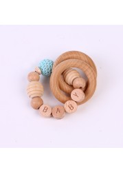 4pcs Baby Stroller Frame Pendants Wooden Ring Beads Teether Stroller Rattle Infant Newborn Nursing Molar Teething Toys Bathing Gifts