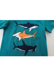 Little maven baby boys summer clothes lovely shark and whale cotton T-shirt baby boy boys kids 2-7 years