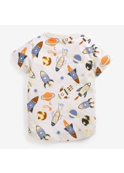 Little maven 2022 baby boys summer clothes kids cotton T-shirt lovely cartoon space fashion tops for children 2-7year