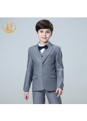 Nimble spring autumn formal boys suits for weddings children host costume clothing wholesale 3pcs/set blazer jacket pants