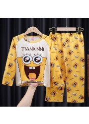 Newborn Kids Boys Girls Pajama Sets Cartoon Casual Long Sleeve Cute T-shirt Tops With Pants Toddler Baby Autumn Sleeping Clothes