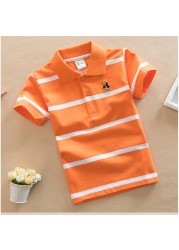 Jargazol T-shirt Children's Clothing Turn-down Collar T-shirt Summer Baby Boys Striped Color Baby Clothes