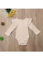 Baby Girls Ruffles Short Clothes Newborn 0-2 Years Baby Girls Long Sleeve Jumpsuit Baby Clothes