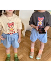 2022 summer new children's denim shorts cotton shorts kids outdoor casual pants baby boys and girls hemming short pants