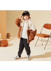 TON LION KIDS Winter Soft Coat High Collar Warm Coat Zipper Soft Coat Boy's Clothes Suitable for 5 To 12 Years Old