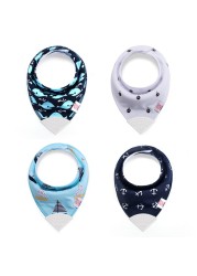 Baby Bibs With Teether Baby Stuff Triangle Bib Silicone Baby Scarf Cotton Drooling Cloth Towel Burp Feeding Infant Towel