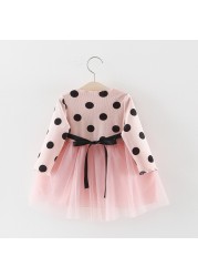 Spring Autumn Infant Baby Girls Dress Cotton Long Sleeve Baby Dress Polka Dot Daisy Flower Baby Autumn Clothes