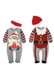 2022 Boys Girls Baby Rompers Santa Claus with Hats New Years Long Sleeve Jumpsuit Newborn Kids Clothes Childen Overall SKMY295