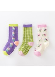 3pcs/lot Spring and Autumn 3-8T Children's Socks Baby Girls Mid Tube Socks Toddler Socks Comfortable Soft Picnic Infant Socks