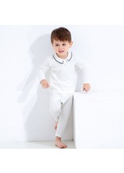 Baby cotton clothes, long-sleeved shirt and white pants, simple, spring and autumn new collection