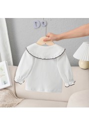 Infant Casual T-shirt Spring And Autumn Clothes Cartoon Long Sleeve White Baby Girls Bottoming Shirt Kids Tops Toddler Clothes