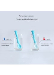 Newborn Baby Spoon Soft Silicone Temperature Sensor Spoon Baby Cutlery Training Spoon Infant Feeding Tools