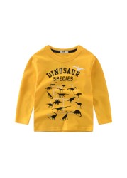 Kids Boys Dinosuar Printed T-Shirt Long Sleeve Cotton Children Tops Autumn