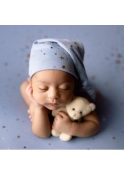 T5EC Baby Knot Tail Starry Sky Hat Newborn Photography Props Infant Beanies for Photo Shooting Posing